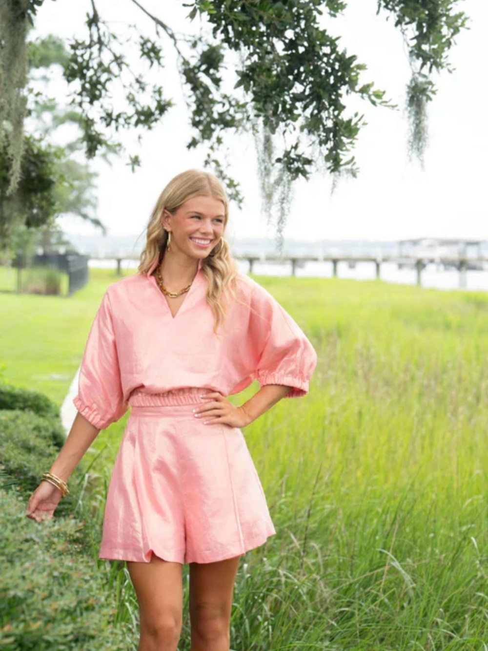 Emily McCarthy tailored shorts luxury small $178 retail conch iridescent summer!